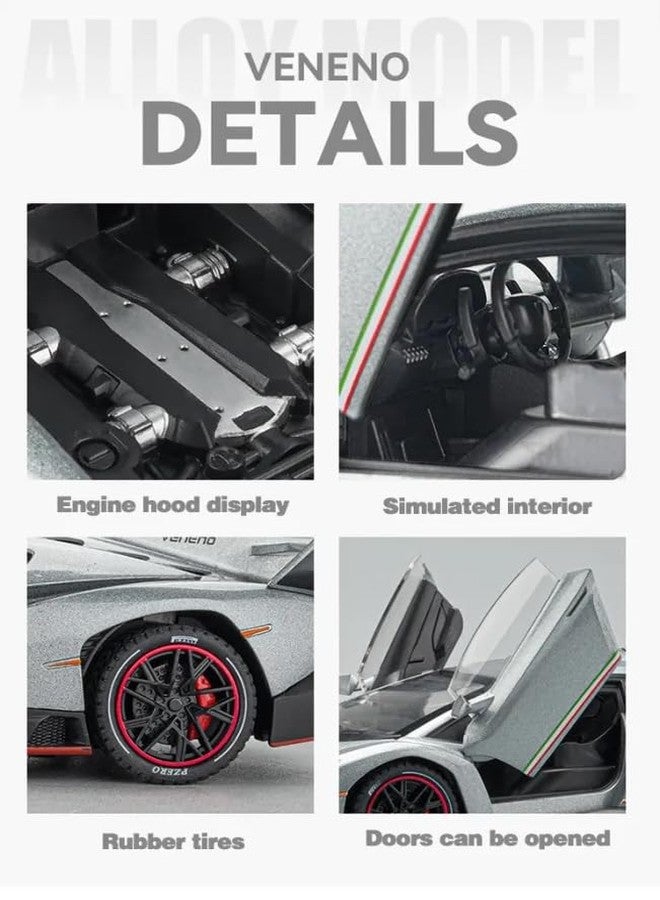 VARIYA ENTERPRISE® 1/24 Big Lamborghini VANENO Toy Car Metal Pull Back Diecast Car with Openable Door and Sound Light, Gifts Toys for Kids【 RED 】 - Image 5